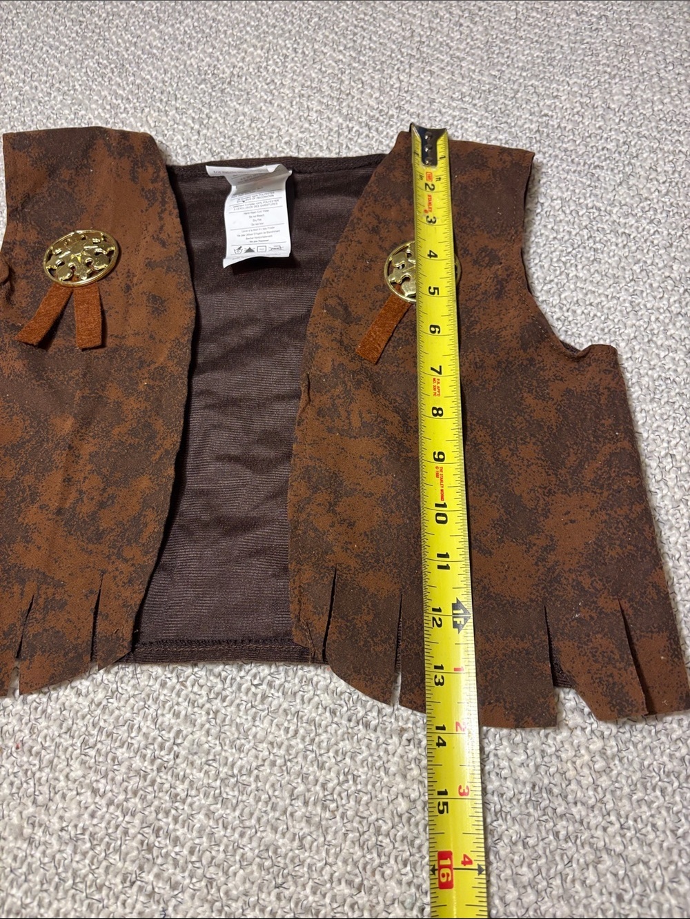 Kids Black & Tan Chaps and Brown Western Fringe Vest Costume Set - Picture 10 of 11
